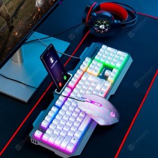 Iron Plate Luminous Wired Keyboard Mouse Headset Mouse Pad Four-piece Office Game 4-in-1 Kit