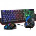 Luminous Keyboard Mouse Headset Mouse Pad Four-piece Kit Punk 104 Keys Keyboard Mouse Headset Kit