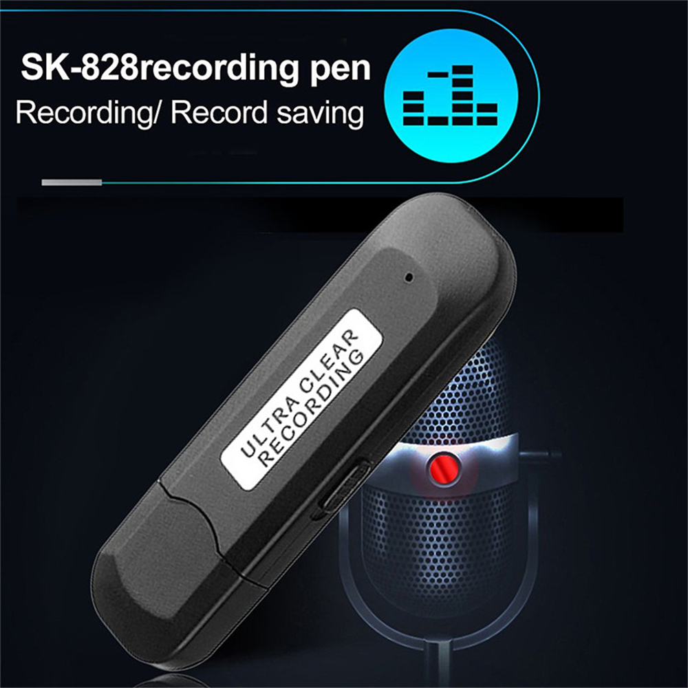 16G Recording Pen SK 828 Multifunctional Small Size Recorder Portable- Black 16GB