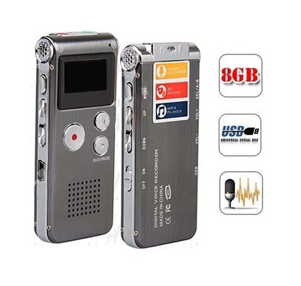 N28 Recorder Professional Hd Intelligent Digital Recorder MP3 Player- Silver 1+8GB