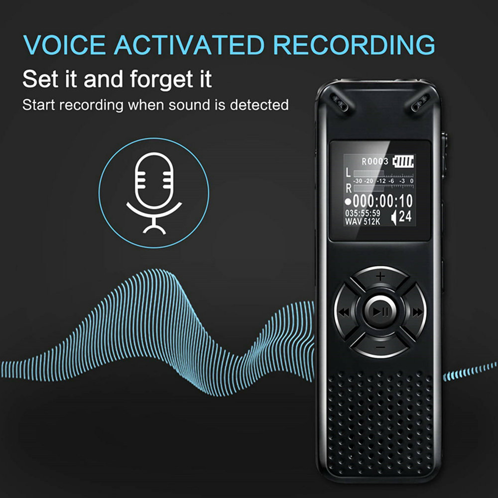 Hd Professional Intelligent Digital Voice Recorder Noise-Canceling MP3 Recorder- Black 1+8GB