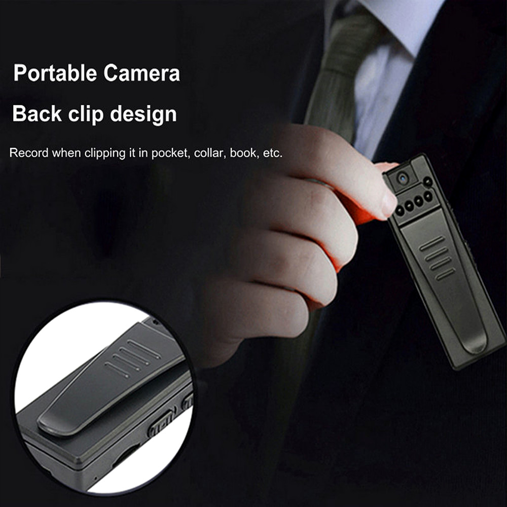 High-Definition Camera Rotate Back Clip Digital Voice Recorder- Black