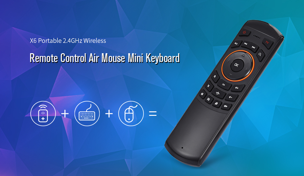 X6 Portable 2.4GHz Wireless Remote Control Air Mouse Mini Keyboard- Black