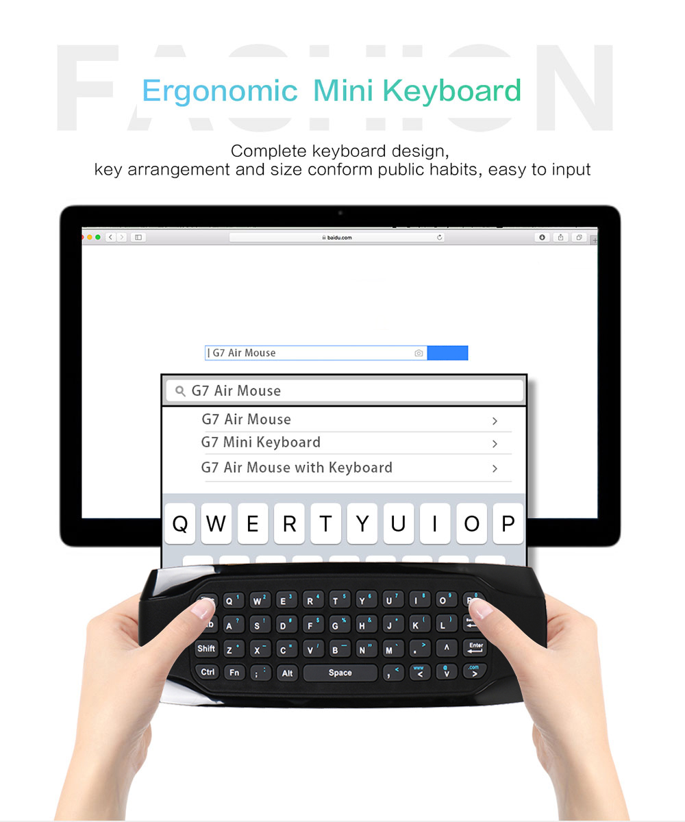 G7 Wireless Fly Mouse Keyboard Remote Control Integration- Black