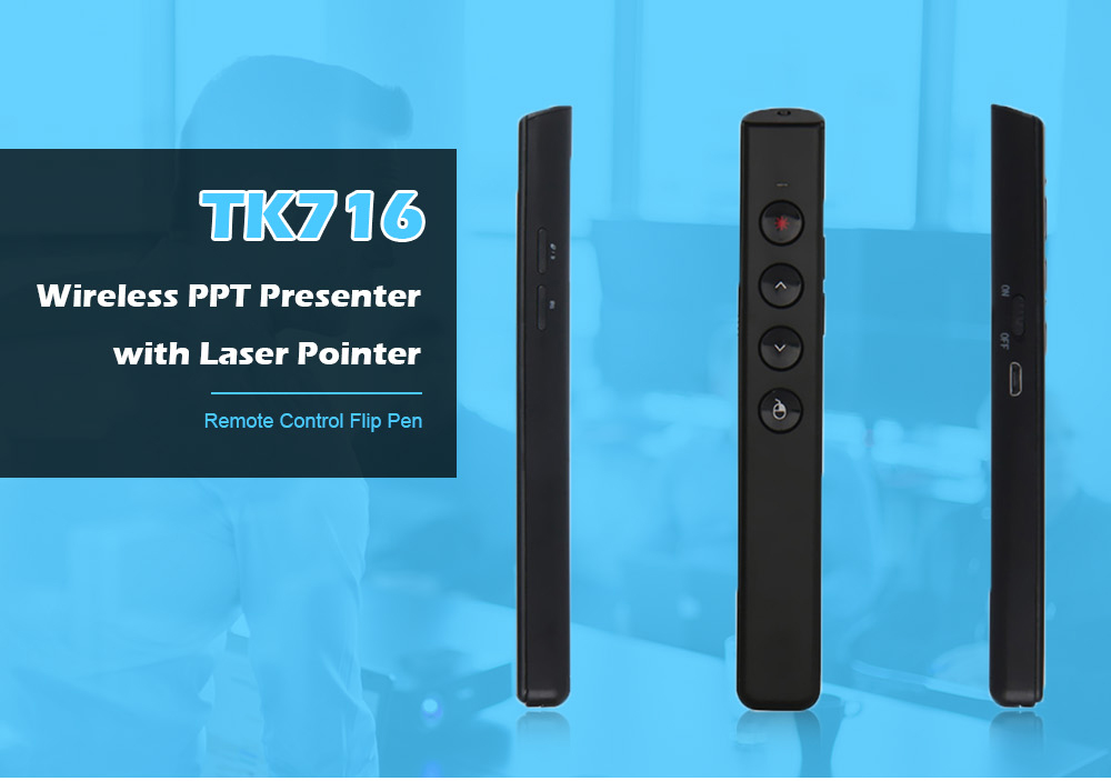 TK716 Wireless PPT Presenter with Laser Pointer Remote Control Flip Pen- White