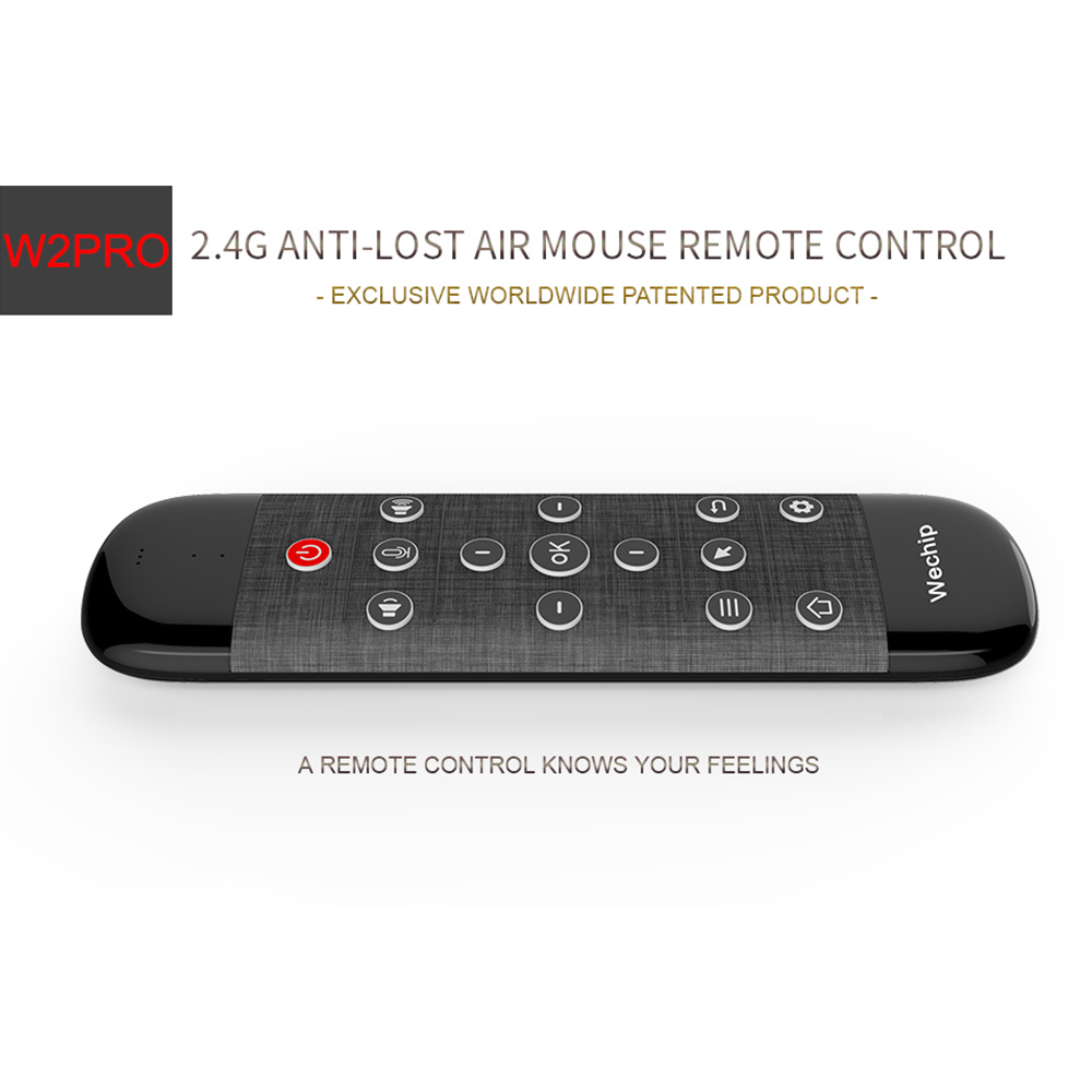 W2PRO Air Mouse Remote Control Keyboard Backlight Google Voice Gyroscope Touchpad Mouse - Black