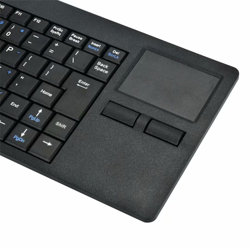 Wired USB Ultra-thin Mute Built-in HUB Mini Business Office Keyboard with Touchpad- Black