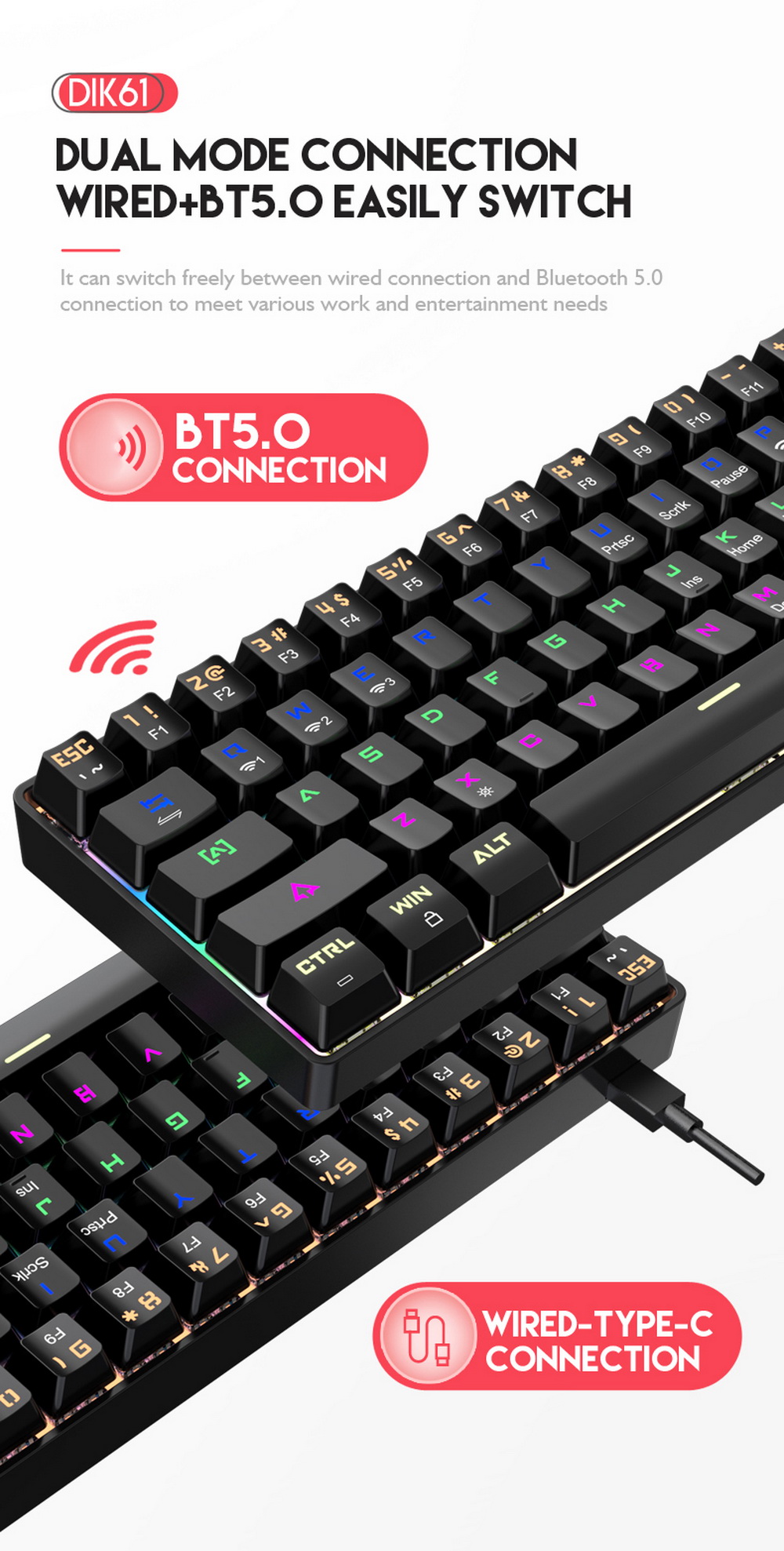 DIK61 Mechanical Keyboard - Black