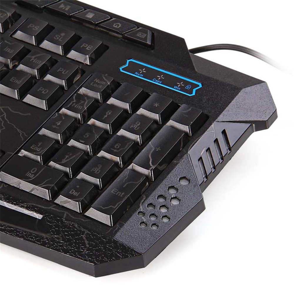 Tri-Color Backlit Computer Gaming USB Powered Full N-Key Game Keyboard - Black