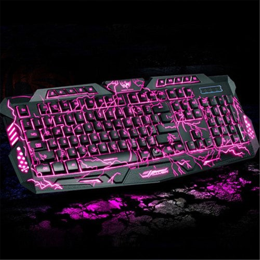 Tri-Color Backlit Computer Gaming USB Powered Full N-Key Game Keyboard - Black