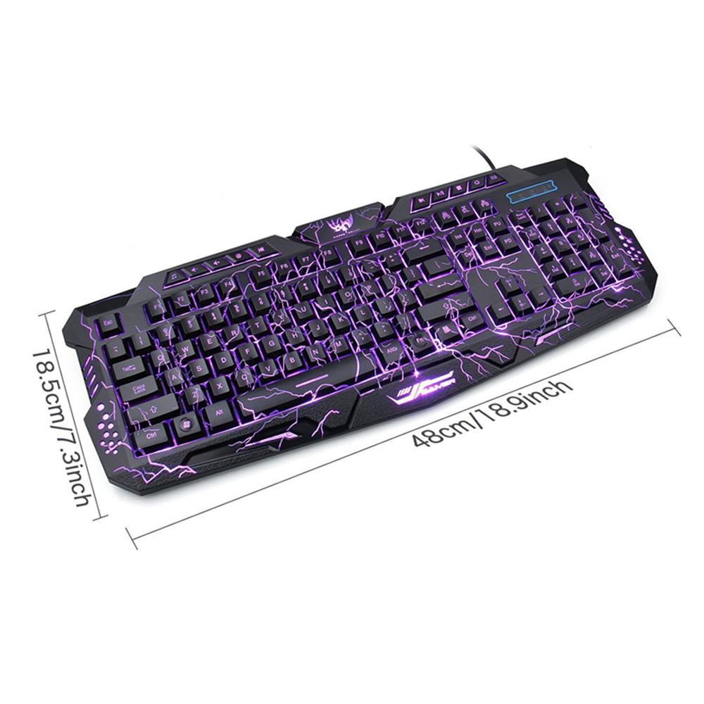 Tri-Color Backlit Computer Gaming USB Powered Full N-Key Game Keyboard - Black