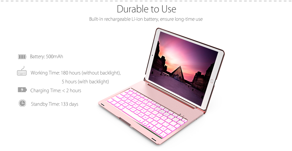 Tablet Holder with Colorful Backlight- Rose Gold