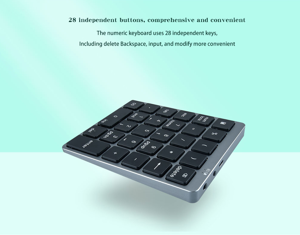 N960 Wireless 28-key Numeric Keypad Office Aluminum Bluetooth Wireless Charging Numeric Keypad Slim Mini - Black